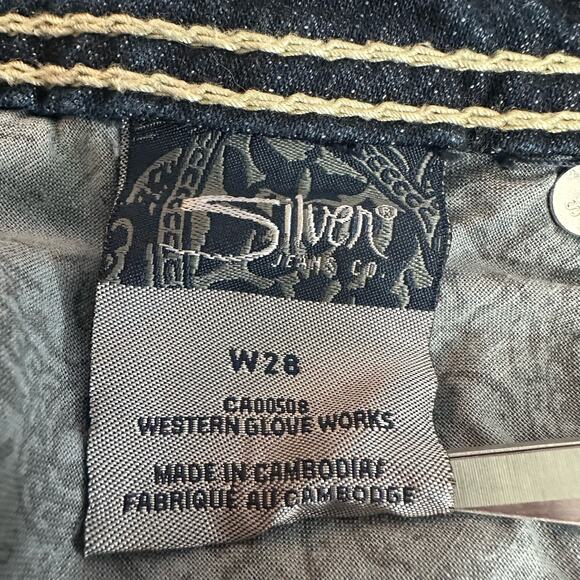 Silver Jeans Women’s Size‎ 28 Suki Surplus Capri Mid Rise Dark Wash Thick Stitch - Picture 2 of 8